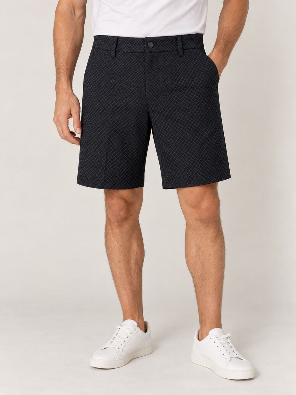 Lululemon Men’s Commission Shorts Size 34 10 Inch Inseam Diamond Pattern Gray